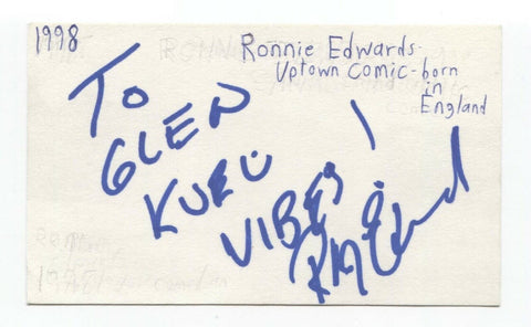 Ronnie Edwards Signed 3x5 Index Card Autographed Signature Comedian Comic Actor