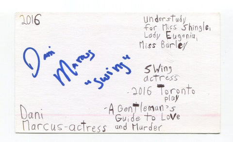 Dani Marcus Signed 3x5 Index Card Autograph Actress Law And Order Pokemon