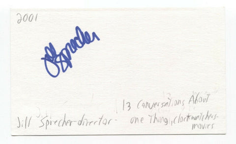 Jill Sprecher Signed 3x5 Index Card Autographed Signature Director