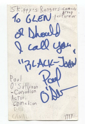 Paul O'Sullivan Signed 3x5 Index Card Autographed Signature Actor Comedian