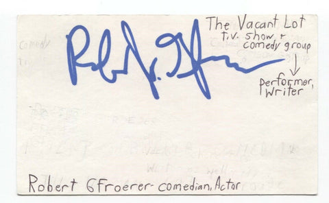 Rob Gfroerer Signed 3x5 Index Card Autographed Signature Comedian Comic Actor