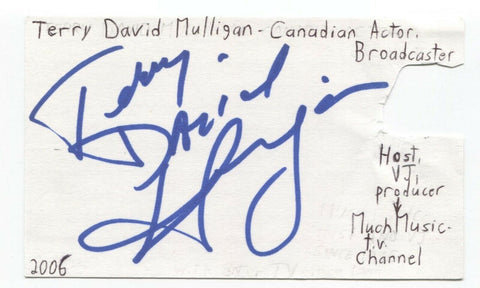 Terry David Mulligan Signed 3x5 Index Card Autographed Signature Actor