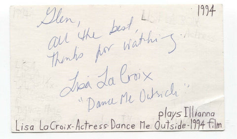 Lisa LaCroix Signed 3x5 Index Card Autographed Signature Actress