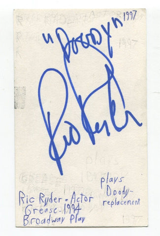 Ric Ryder Signed 3x5 Index Card Autographed Actor Grease Broadway Play