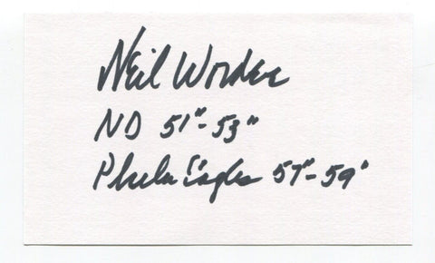 Neil Worden Signed 3x5 Index Card Autographed Football NFL Philadelphia Eagles