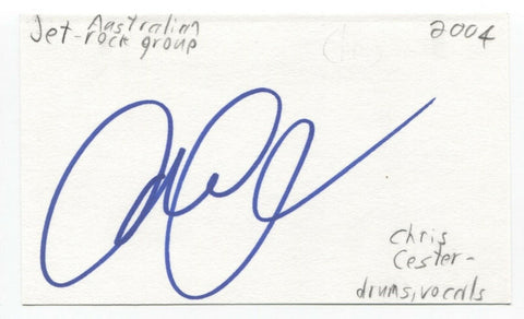 Chris Cester Signed 3x5 Index Card Autographed Signature JET Drummer Vocalist