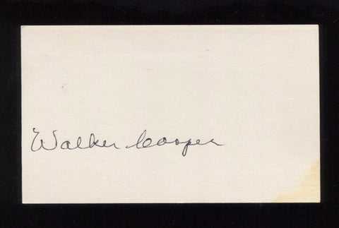 Walker Cooper Signed 3x5 Index Card Signature Autographed Baseball Player