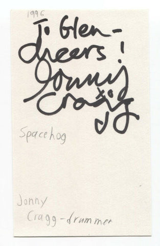 Spacehog - Jonny Cragg Signed 3x5 Index Card Autographed Signature Band