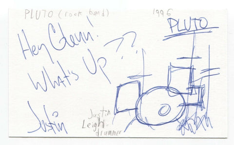 Pluto - Justin Leigh Signed 3x5 Index Card Autographed Signature