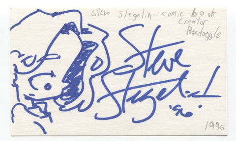 Steve Stegelin Signed 3x5 Index Card Autographed Sketch Cartoonist Boondoggle