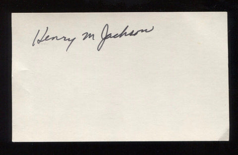 Henry M. Jackson Signed 3x5 Index Card Autographed Signature AUTO  "Scoop"