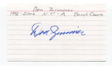 Don Zimmer Signed 3x5 Index Card Autographed Baseball MLB Los Angeles Dodgers