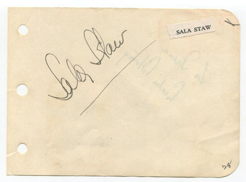 Sala Staw and Leslie Litomy Signed Vintage Album Page Autographed Actress