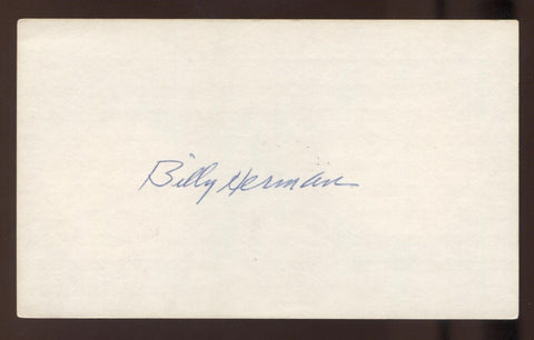 Billy Herman Signed 3x5 Index Card Vintage Autographed Baseball Signature HOF