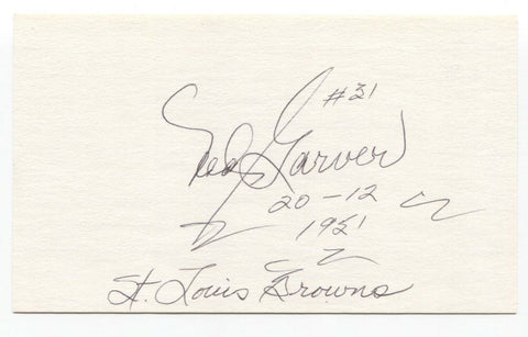 Ned Garver Signed 3x5 Index Card Baseball Autographed Signature 