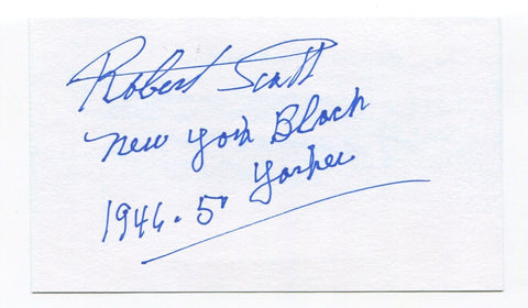 Robert Scott Signed 3x5 Index Card Autographed Baseball Negro Leagues Yankees