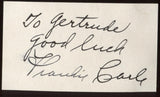 Frankie Carle Signed Card  Autographed Orchestra AUTO Signature Pianist