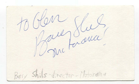 Barry Shils Signed 3x5 Index Card Autographed Signature Director Motorama