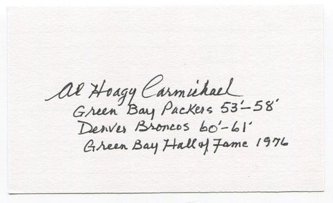 Al Hoagy Carmichael Signed 3x5 Index Card Autographed NFL Football Packers