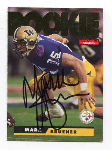 1995 SkyBox Mark Bruener Signed Card Football Autograph NFL AUTO #189 RC