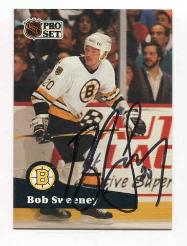 1991 Pro Set Bob Sweeney Signed Card Hockey NHL Autograph AUTO #6 Bruins