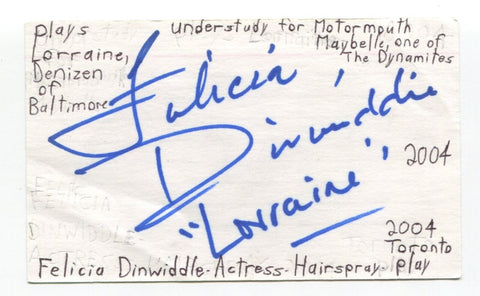 Felicia Dinwiddie Signed 3x5 Index Card Autographed Actress Law And Order