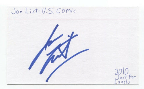 Joe List Signed 3x5 Index Card Autographed Signature Comic David Letterman Show