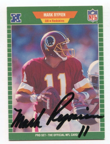 1989 Pro Set Mark Rypien Signed Card Football NFL Autographed #434