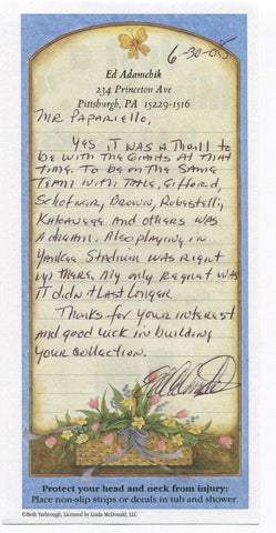 Ed Adamchik Signed Note Letter Autographed Football New York Giants