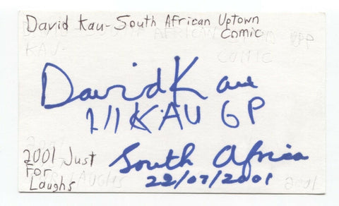 David Kau Signed 3x5 Index Card Autographed Signature Comedian Comic Actor