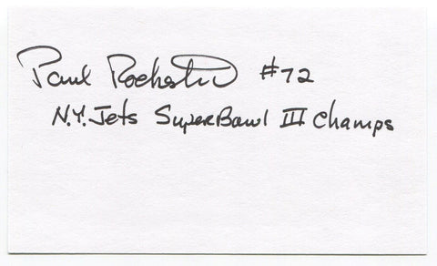 Paul Rochester Signed 3x5 Index Card Autographed NFL Football New York Jets