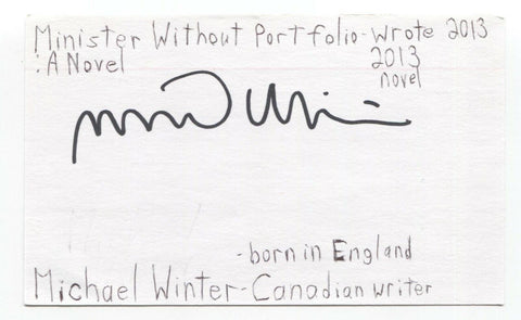 Michael Winter Signed 3x5 Index Card Autographed Signature Author Writer