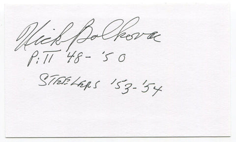 Nicholas Bolkovac Signed 3x5 Index Card Autographed Pittsburgh Steelers