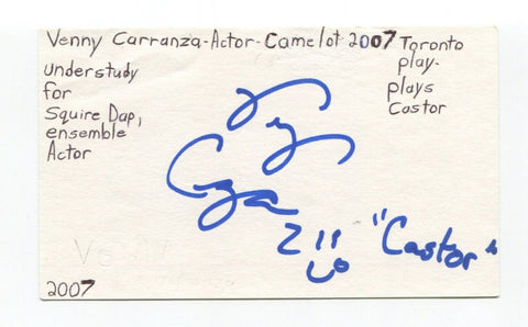 Venny Carranza Signed 3x5 Index Card Autographed Actor Camelot