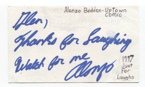 Alonzo Bodden Signed 3x5 Index Card Autographed Signature Actor Comedian