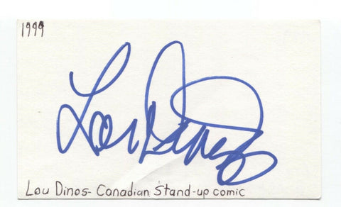 Lou Dinos Signed 3x5 Index Card Autographed Signature Comedian Comic Actor