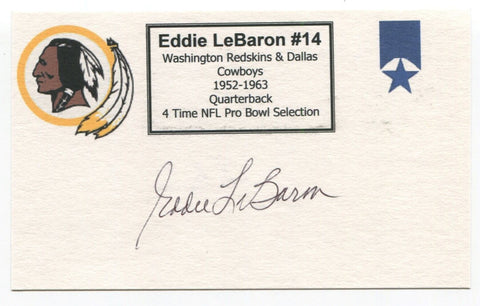 Eddie LeBaron Signed 3x5 Index Card Autographed NFL Football Dallas Cowboys