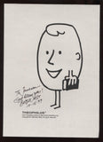 David Reddick Signed Promo Sheet Autographed Signature Cartoonist 