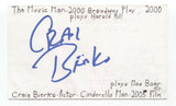 Craig Bierko Signed 3x5 Index Card Autographed Signature Actor