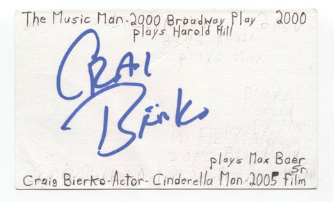 Craig Bierko Signed 3x5 Index Card Autographed Signature Actor