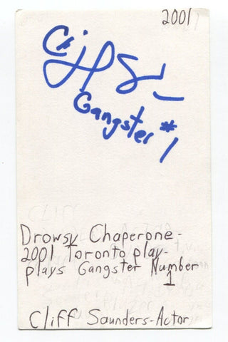 Cliff Saunders Signed 3x5 Index Card Autograph Actress Avonlea Robocop