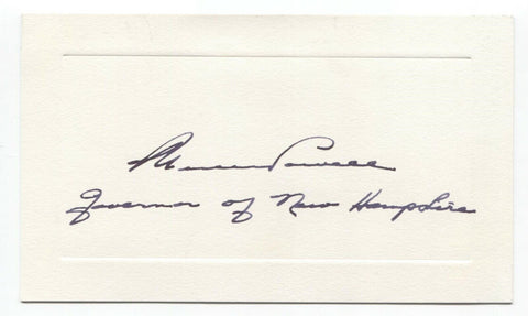 Wesley Powell Signed Card Autographed Signature New Hampshire Governor