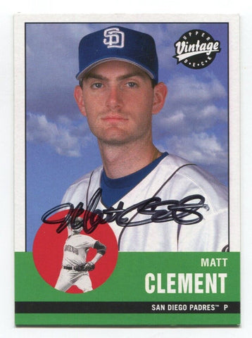 2001 Upper Deck Vintage Matt Clement Signed Card Baseball Autographed AUTO #291