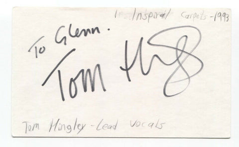 Inspiral Carpets - Tom Hingley Signed 3x5 Index Card Autographed Signature