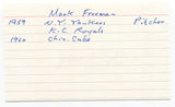 Mark Freeman Signed 3x5 Index Card Autographed MLB Baseball New York Yankees