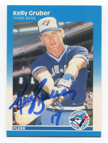 1987 Fleer Kelly Gruber Signed MLB Baseball Card Autographed AUTO #227