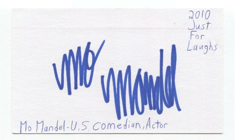 Mo Mandel Signed 3x5 Index Card Autographed Signature Comedian Producer Writer