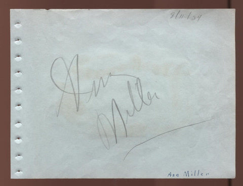 Ann Miller and Ronald Green Vintage Signed Album Page Autographed AUTO