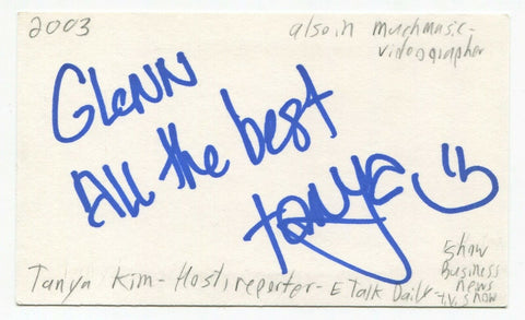 Tanya Kim Signed 3x5 Index Card Autographed Canadian Host ETalk