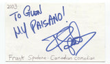 Frank Spadone Signed 3x5 Index Card Autographed Signature Comedian Comic Actor